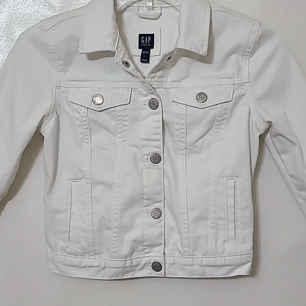 Gap Kids White Denim‎ Jean Jacket - Size Large